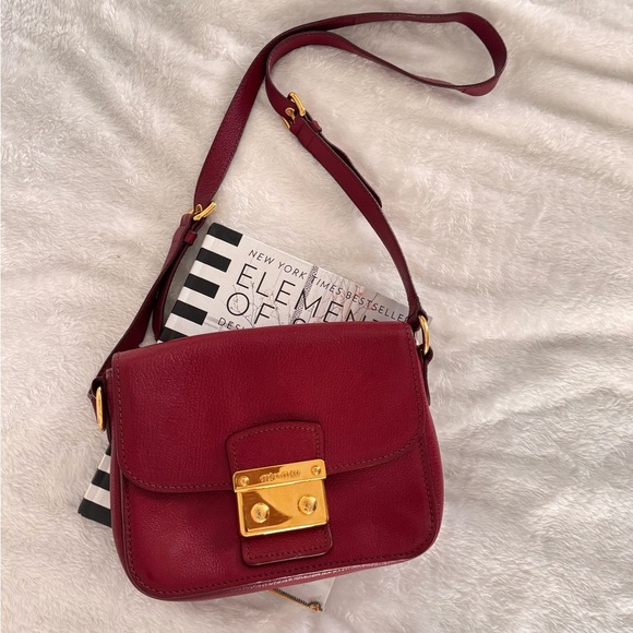 Handbags - Authentic Miu Miu Red Madras Leather Crossbody Bag